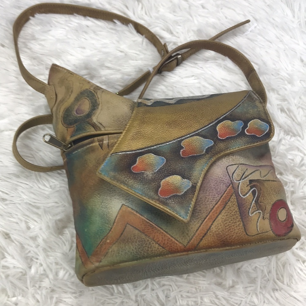 Anuschka Hand Painted Leather Crossbody Purse - Picture 2 of 16